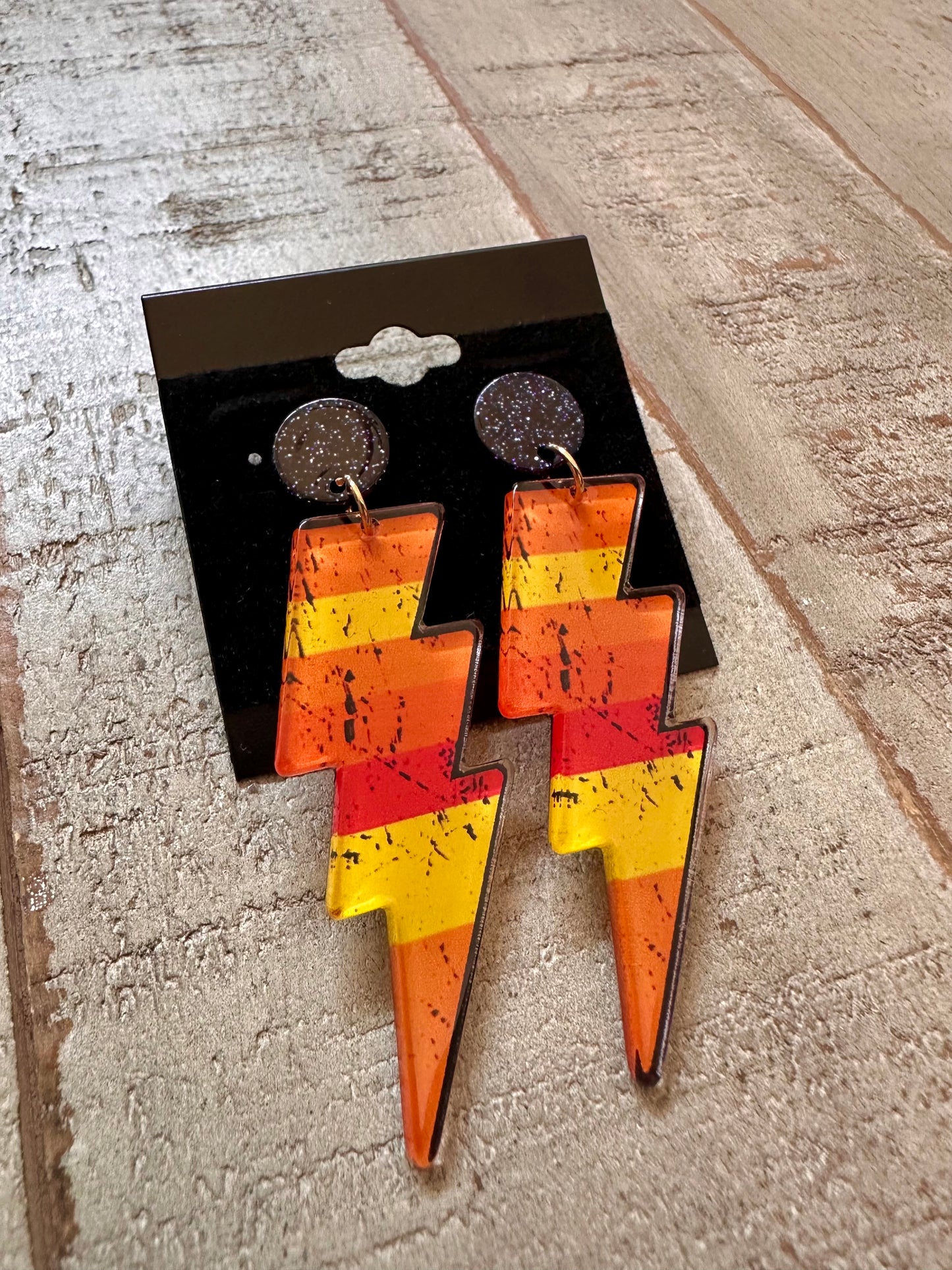 Astros Vintage Lighting Bolt Earrings