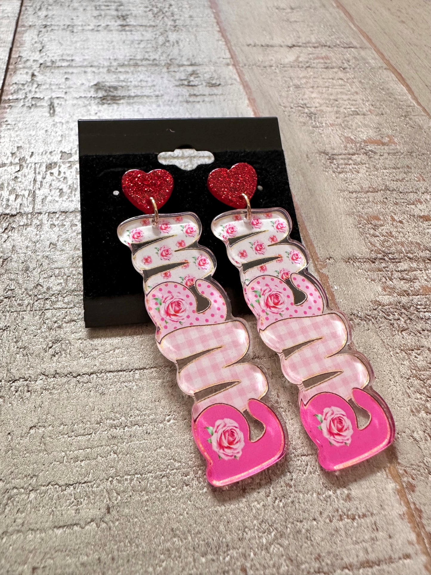 Pink Floral Mama Earrings