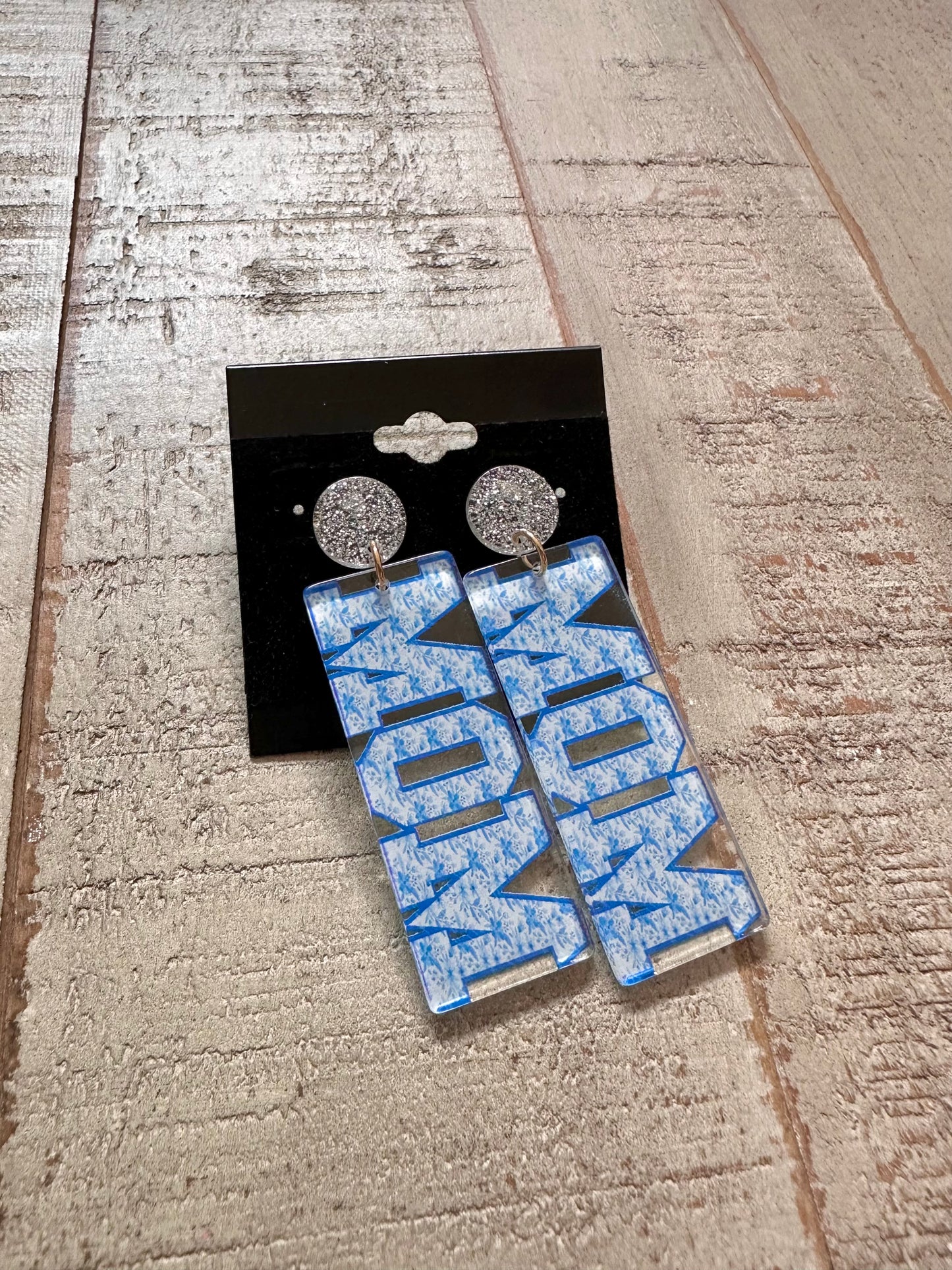 Blue Floral Mom Earrings