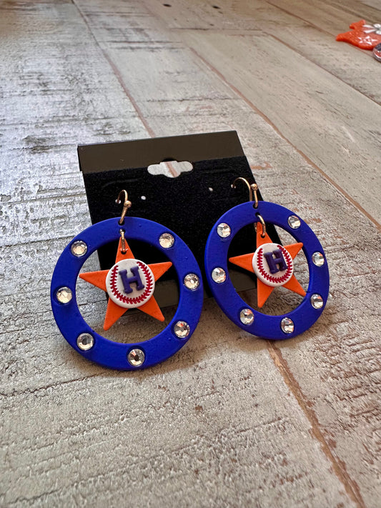 Astros Orange Star Earrings