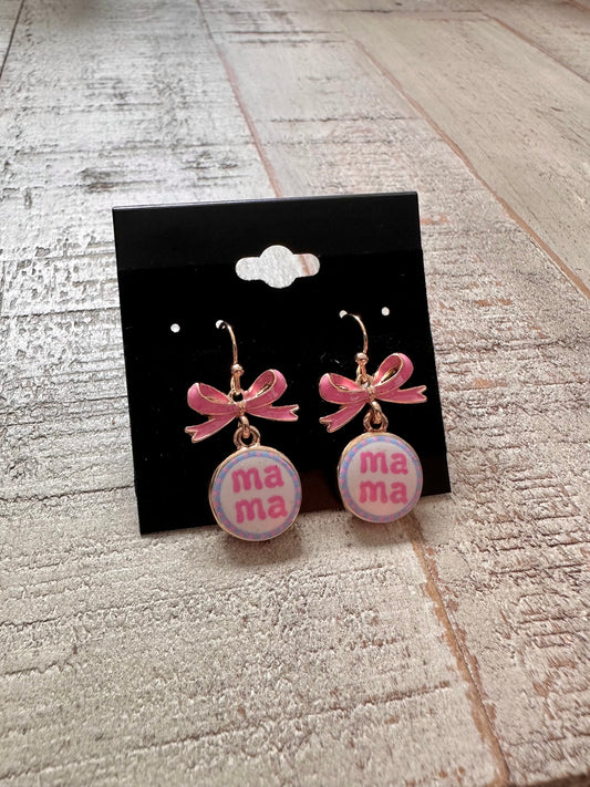 Pink Mama w/ Bows Earrings