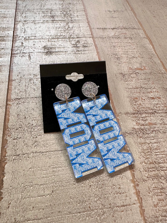 Blue Floral Mom Earrings