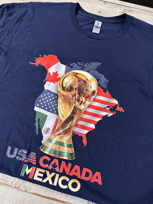 Navy FIFA World Cup w/ Flags T-Shirt